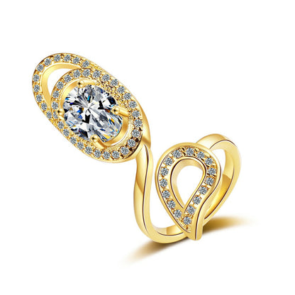 Cubic Zirconia and 18K Gold-Plated Swirl Midi Ring, gold statement rings for women, everyday style, lifestyle look