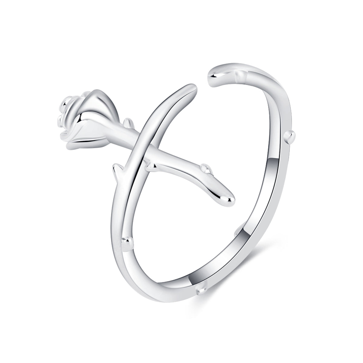 Silver-Plated Rose Open Ring, silver statement rings for women, vintage-inspired design, lifestyle look
