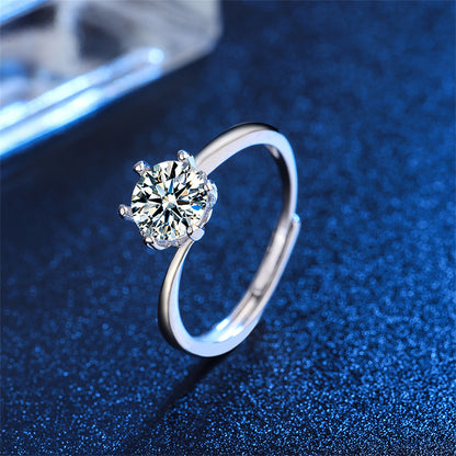 Crystal and Silver-Plated Cocktail Ring, silver statement rings for women, elegant gift for her, detail close-up