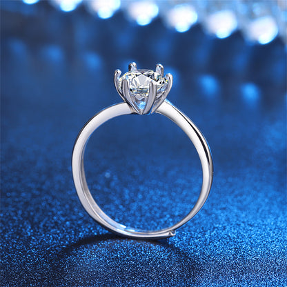 Crystal and Silver-Plated Cocktail Ring, silver statement rings for women, elegant gift for her, side view