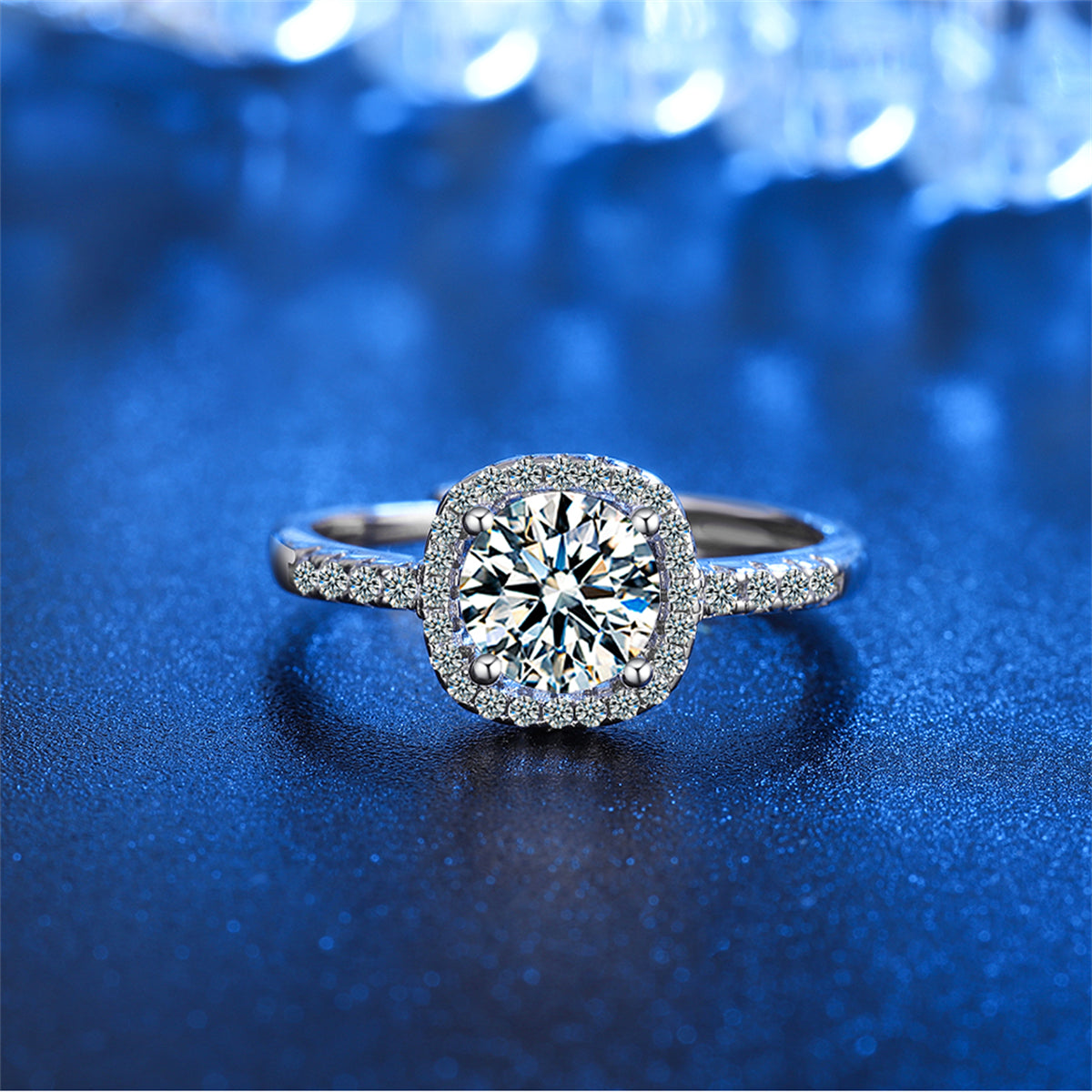 Crystal and Cubic Zirconia Halo Adjustable Ring, statement rings for women, dainty minimalist design, detail close-up