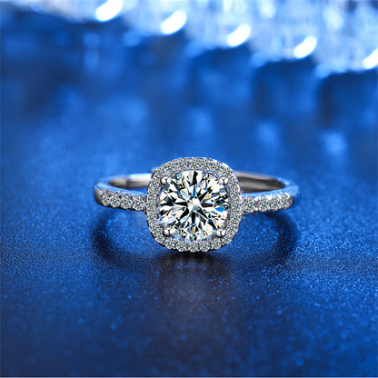 Crystal and Cubic Zirconia Halo Adjustable Ring, statement rings for women, dainty minimalist design, detail close-up