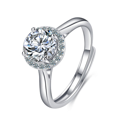 Crystal and Cubic Zirconia Halo Ring, statement rings for women, dainty minimalist design, front view