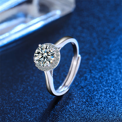 Crystal and Cubic Zirconia Halo Ring, statement rings for women, dainty minimalist design, lifestyle look