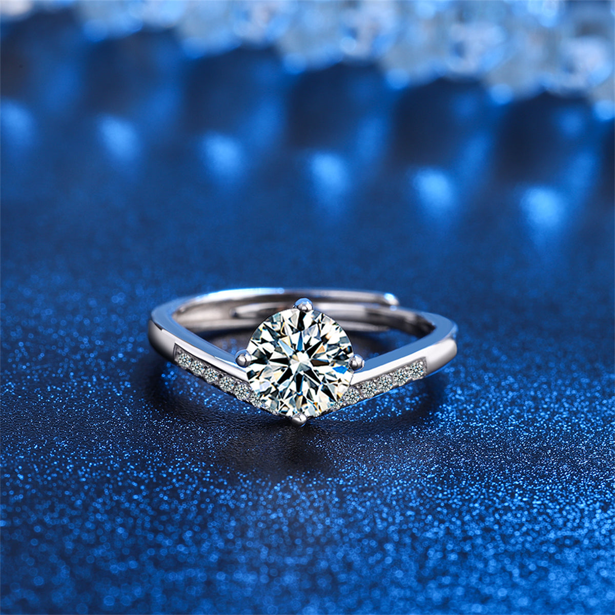 Crystal and Cubic Zirconia V Ring, statement rings for women, vintage-inspired design, front view
