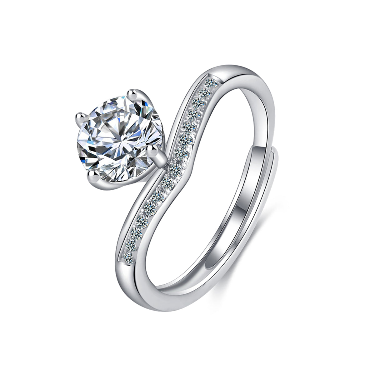 Crystal and Cubic Zirconia V Ring, statement rings for women, vintage-inspired design, side view