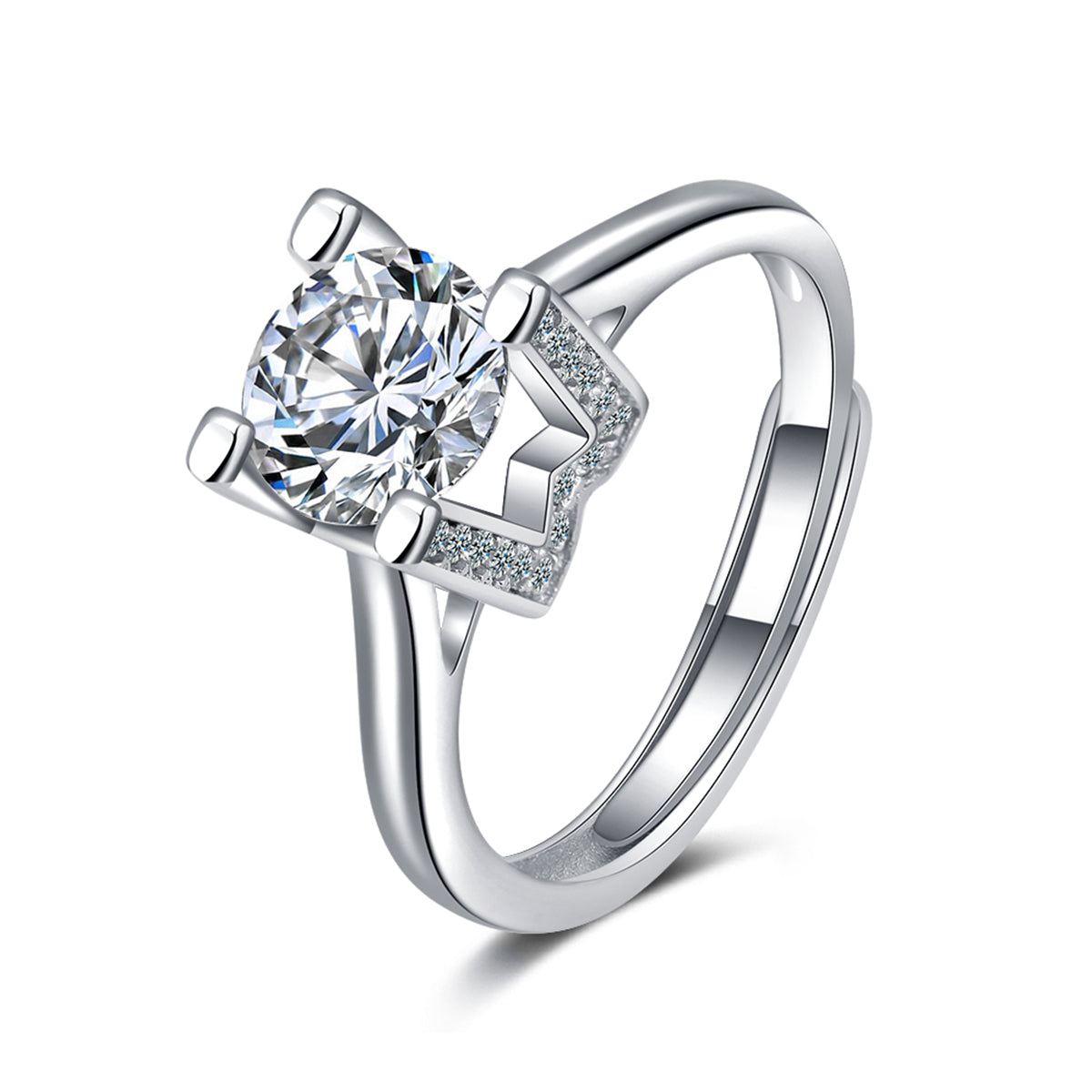 Crystal and Cubic Zirconia W Ring, statement rings for women, everyday style, front view