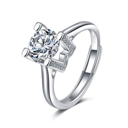 Crystal and Cubic Zirconia W Ring, statement rings for women, everyday style, front view