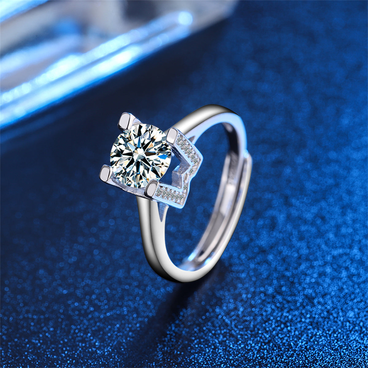 Crystal and Cubic Zirconia W Ring, statement rings for women, everyday style, side view