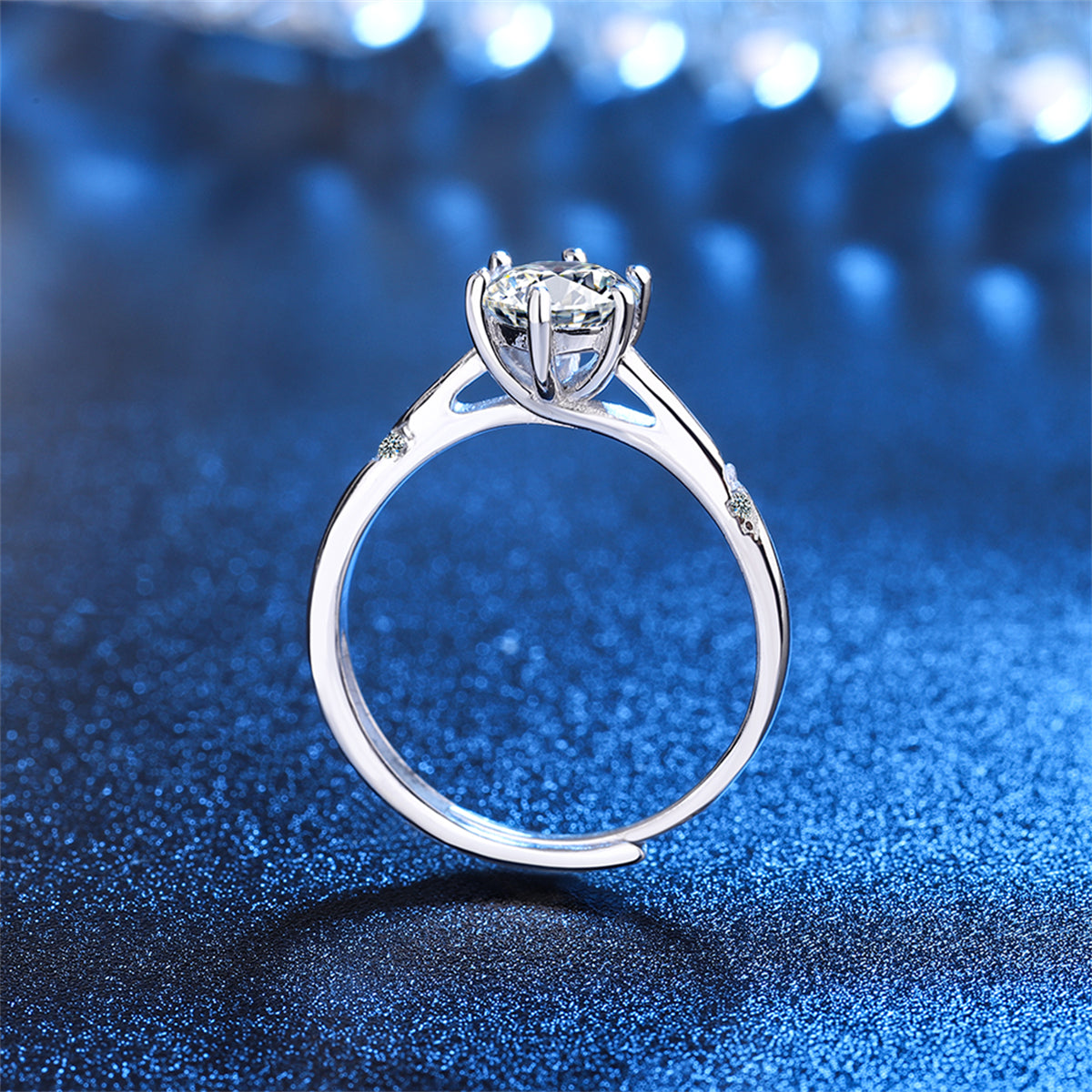 Crystal and Cubic Zirconia Cocktail Ring, statement rings for women, elegant gift for her, side view