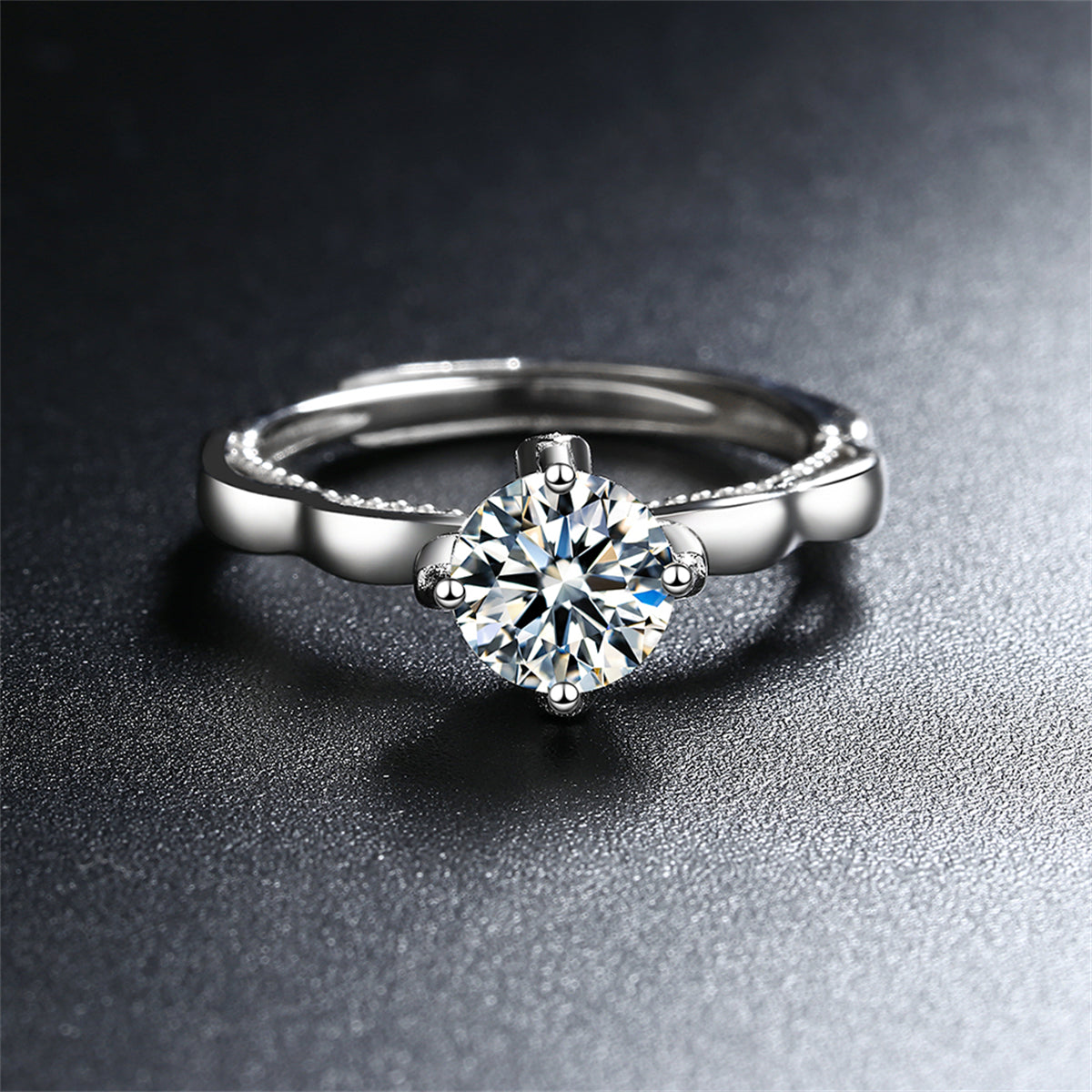 Crystal and Cubic Zirconia Crown Adjustable Ring, statement rings for women, dainty minimalist design, front view