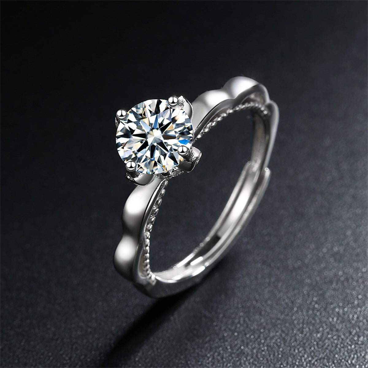 Crystal and Cubic Zirconia Crown Adjustable Ring, statement rings for women, dainty minimalist design, side view