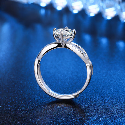 Crystal and Cubic Zirconia Crisscross Ring, statement rings for women, botanical inspired, side view
