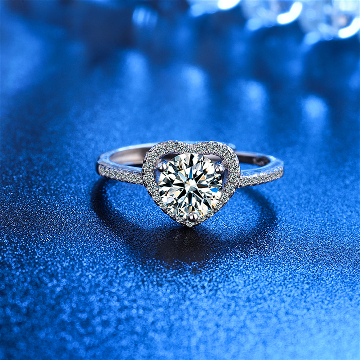 Crystal and Cubic Zirconia Halo Heart Ring, statement rings for women, elegant gift for her, detail close-up