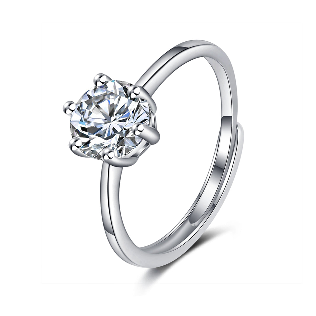 Crystal and Silver-Plated Cocktail Ring, silver statement rings for women, botanical inspired, front view