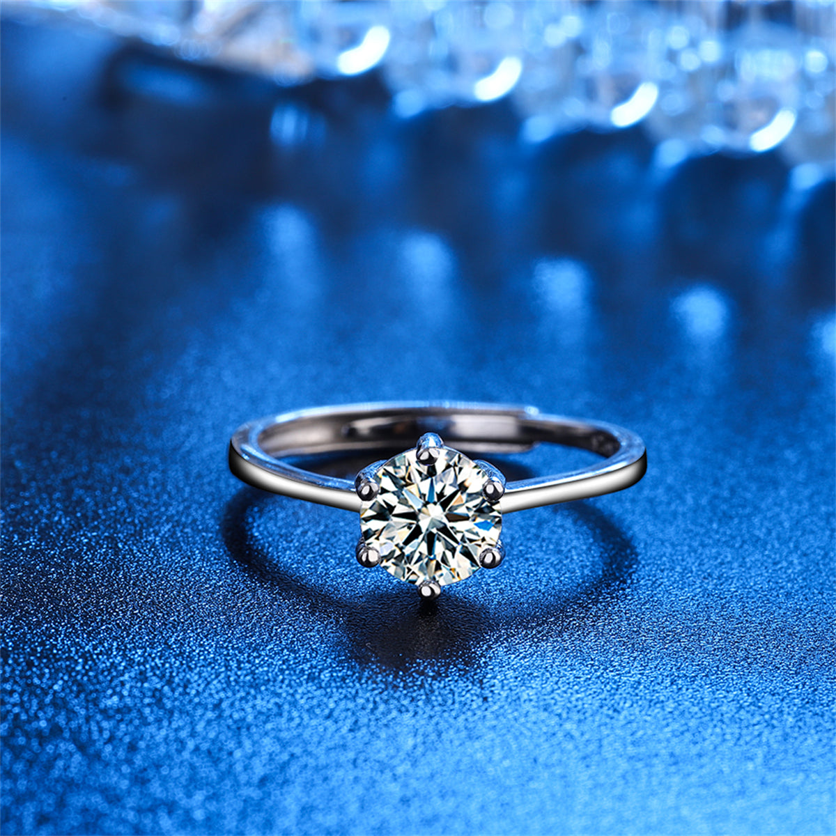 Crystal and Silver-Plated Cocktail Ring, silver statement rings for women, botanical inspired, detail close-up