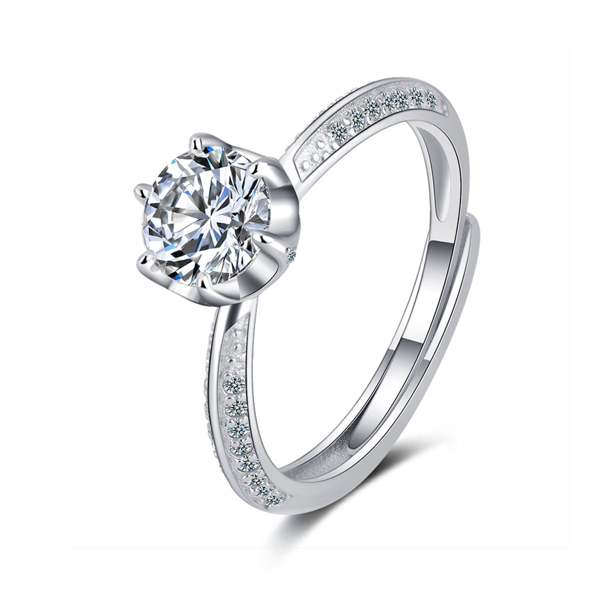 Crystal and Cubic Zirconia Blossom Ring, statement rings for women, dainty minimalist design, front view