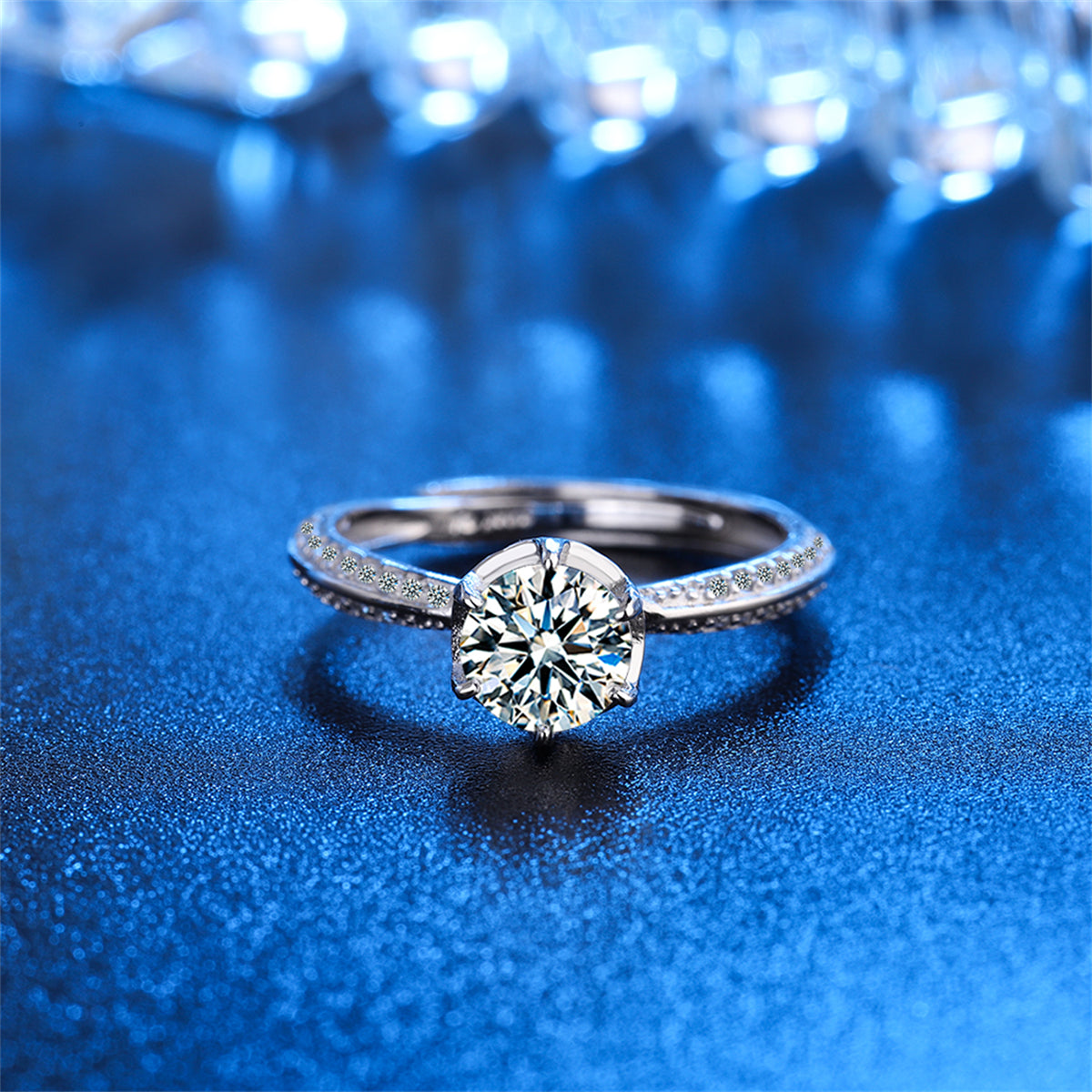 Crystal and Cubic Zirconia Blossom Ring, statement rings for women, dainty minimalist design, detail close-up