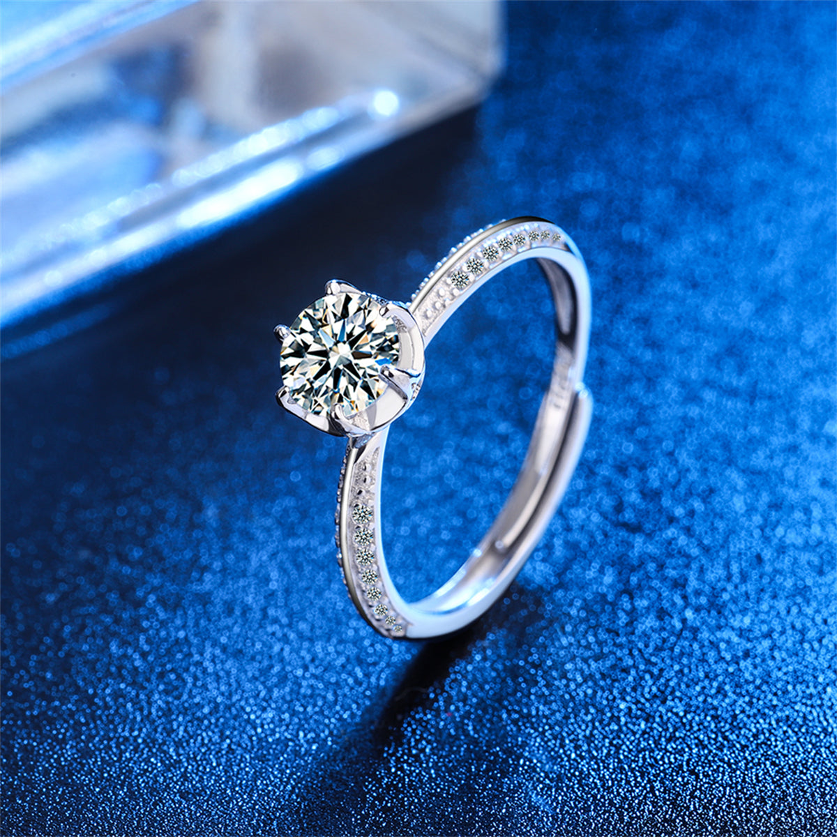 Crystal and Cubic Zirconia Blossom Ring, statement rings for women, dainty minimalist design, side view