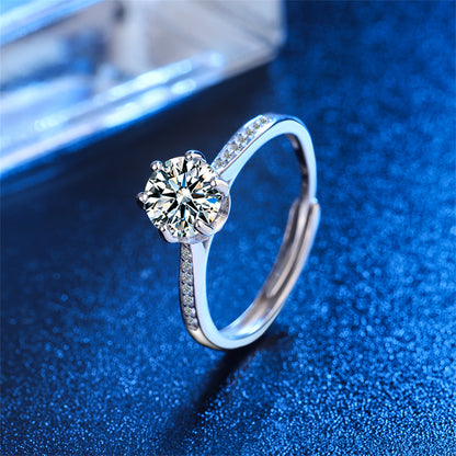 Crystal and Cubic Zirconia Crown Adjustable Ring, statement rings for women, elegant gift for her, front view