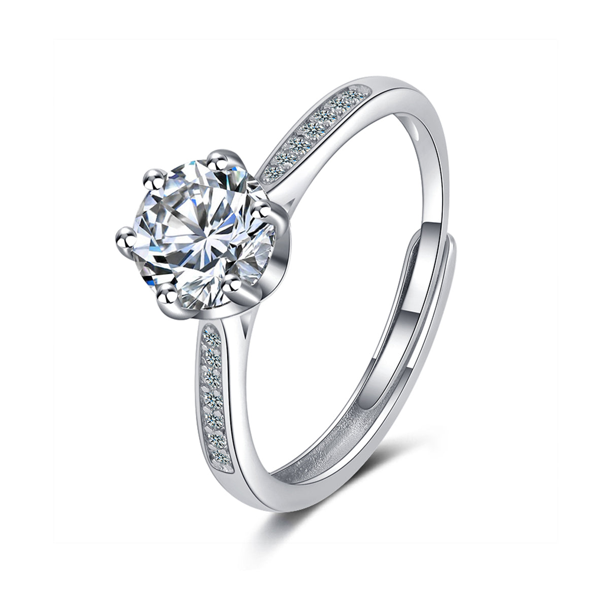 Crystal and Cubic Zirconia Crown Adjustable Ring, statement rings for women, elegant gift for her, side view