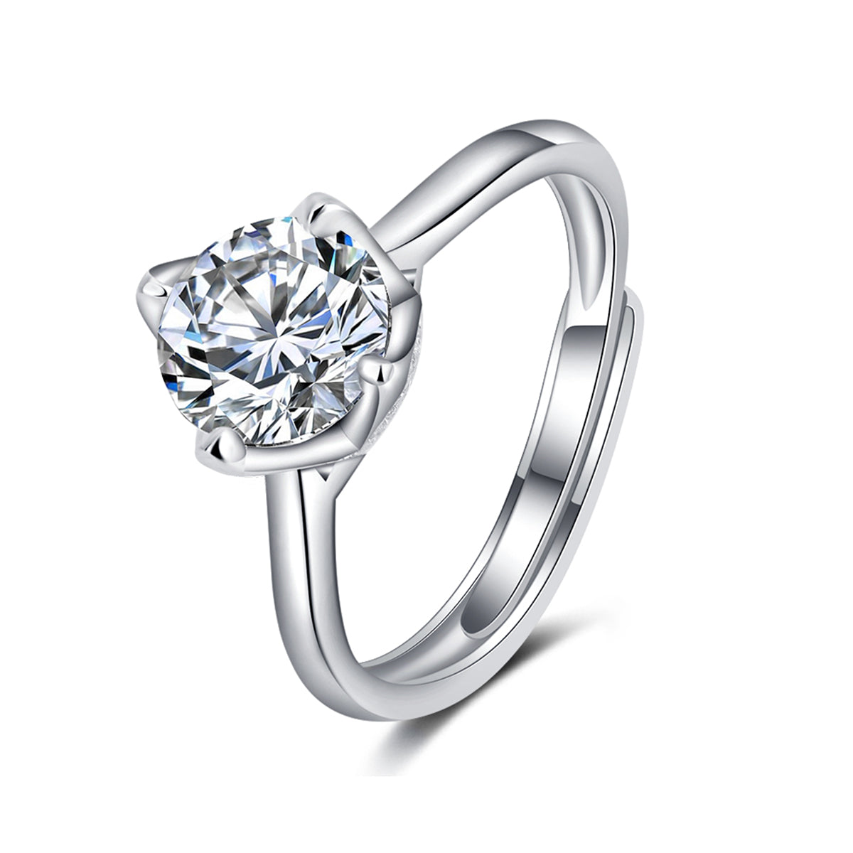 Crystal and Silver-Plated Blossom Ring, silver statement rings for women, vintage-inspired design, front view