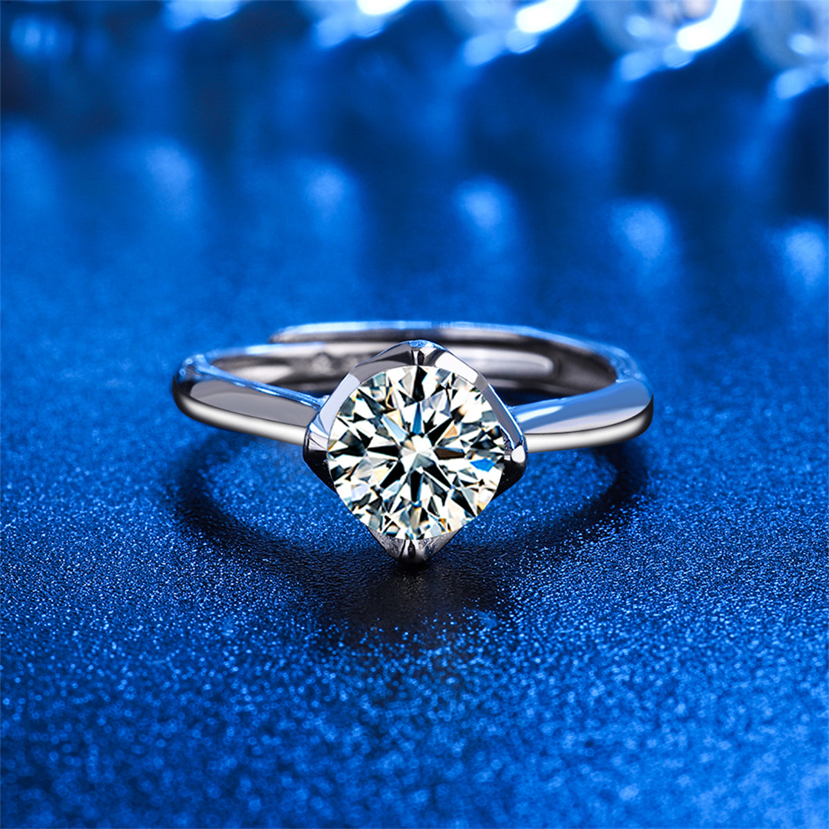 Crystal and Silver-Plated Blossom Ring, silver statement rings for women, vintage-inspired design, side view