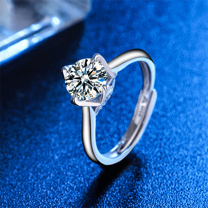 Crystal and Silver-Plated Blossom Ring, silver statement rings for women, vintage-inspired design, lifestyle look