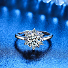 Cubic Zirconia & Crystal Snowflake Adjustable Ring