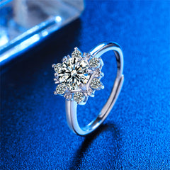 Cubic Zirconia & Crystal Snowflake Adjustable Ring