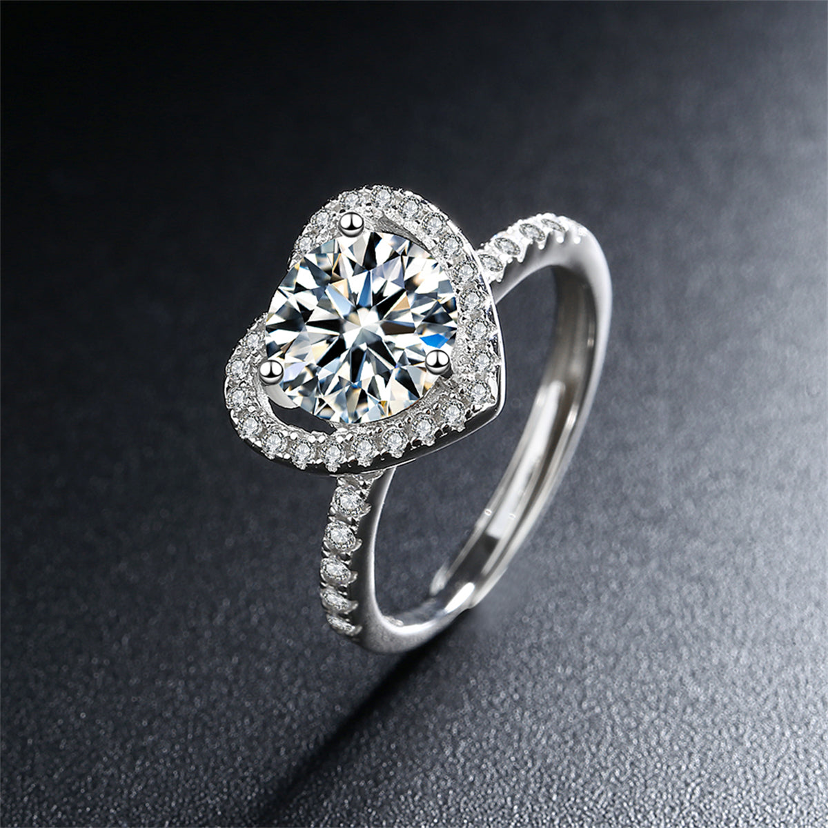 Crystal and Cubic Zirconia Heart Adjustable Ring, statement rings for women, elegant gift for her, lifestyle look