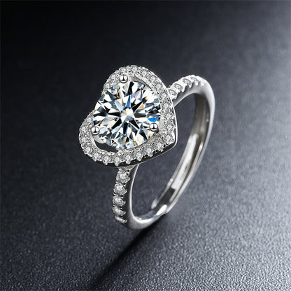 Crystal and Cubic Zirconia Heart Adjustable Ring, statement rings for women, elegant gift for her, lifestyle look
