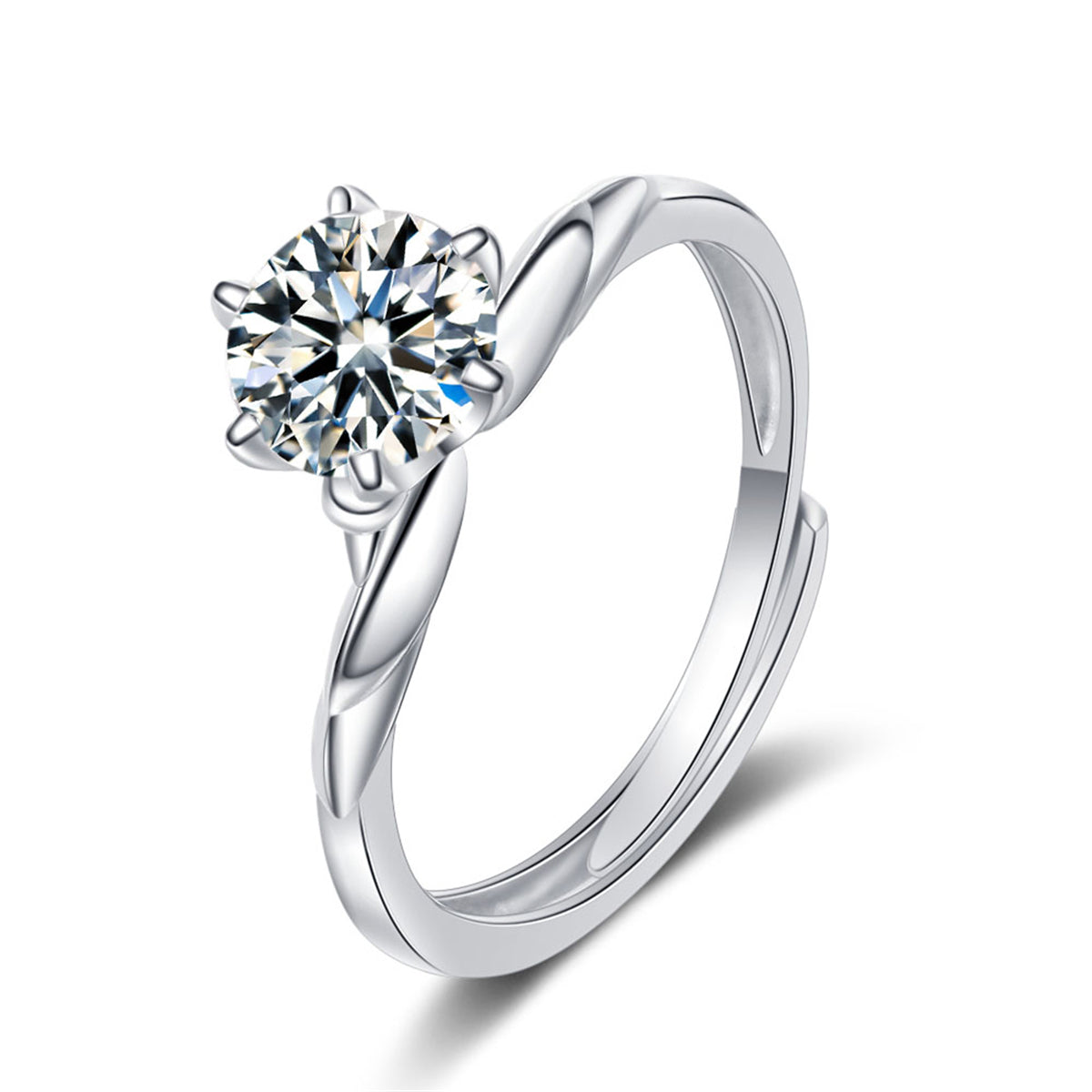 Crystal and Silver-Plated Botanical Adjustable Ring, silver statement rings for women, everyday style, side view