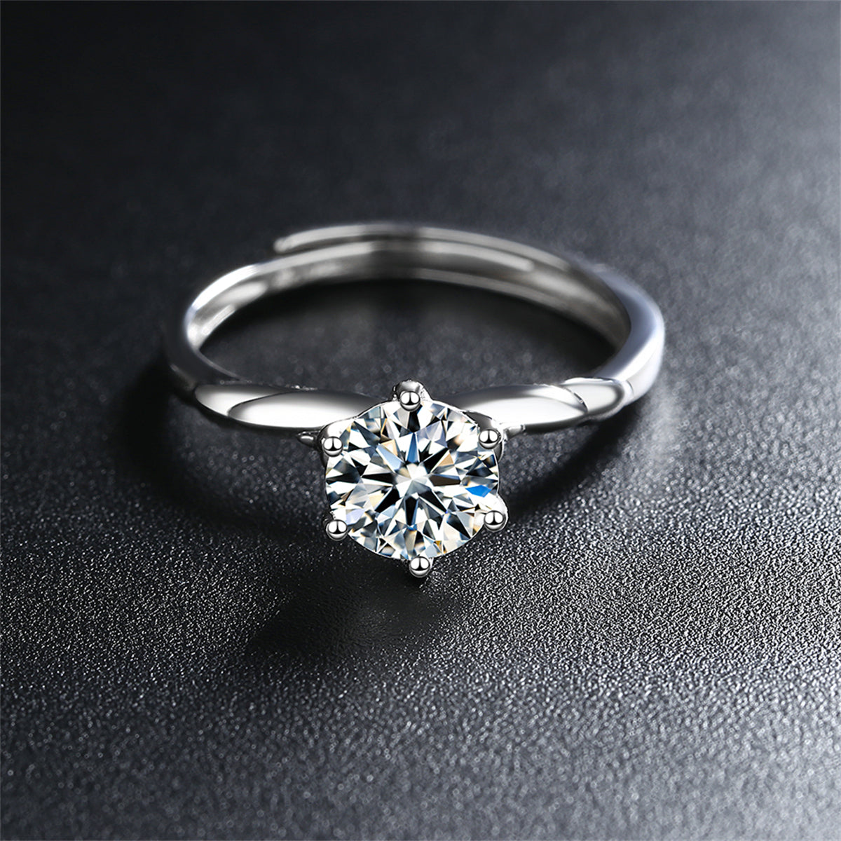 Crystal and Silver-Plated Botanical Adjustable Ring, silver statement rings for women, everyday style, detail close-up