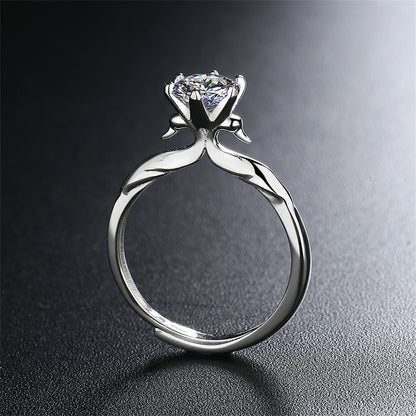 Crystal and Silver-Plated Botanical Adjustable Ring, silver statement rings for women, everyday style, lifestyle look