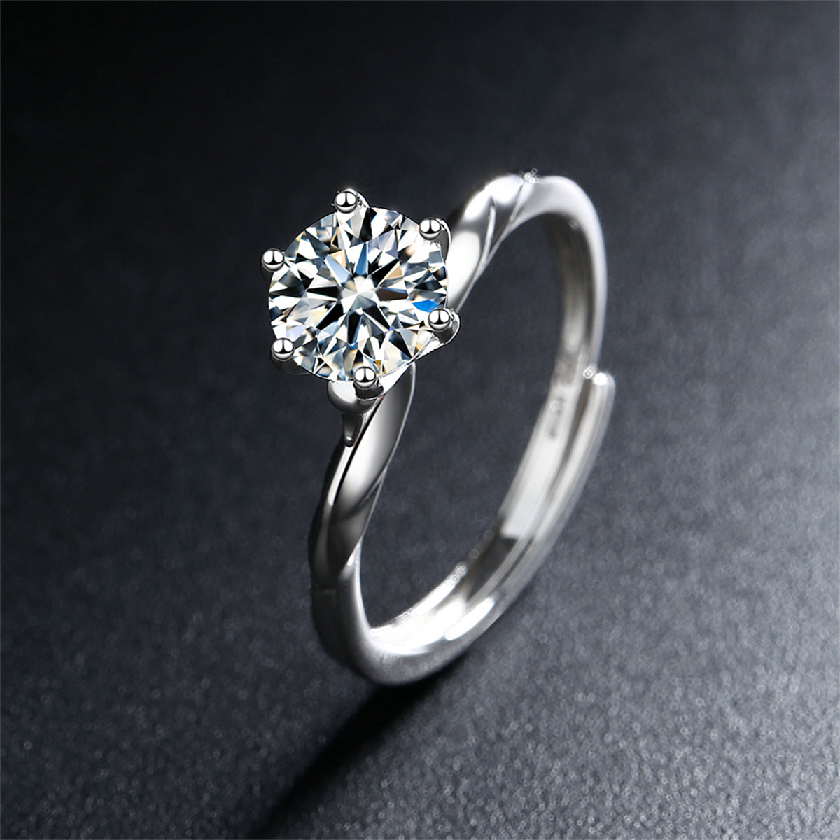 Crystal and Silver-Plated Botanical Adjustable Ring, silver statement rings for women, everyday style, front view