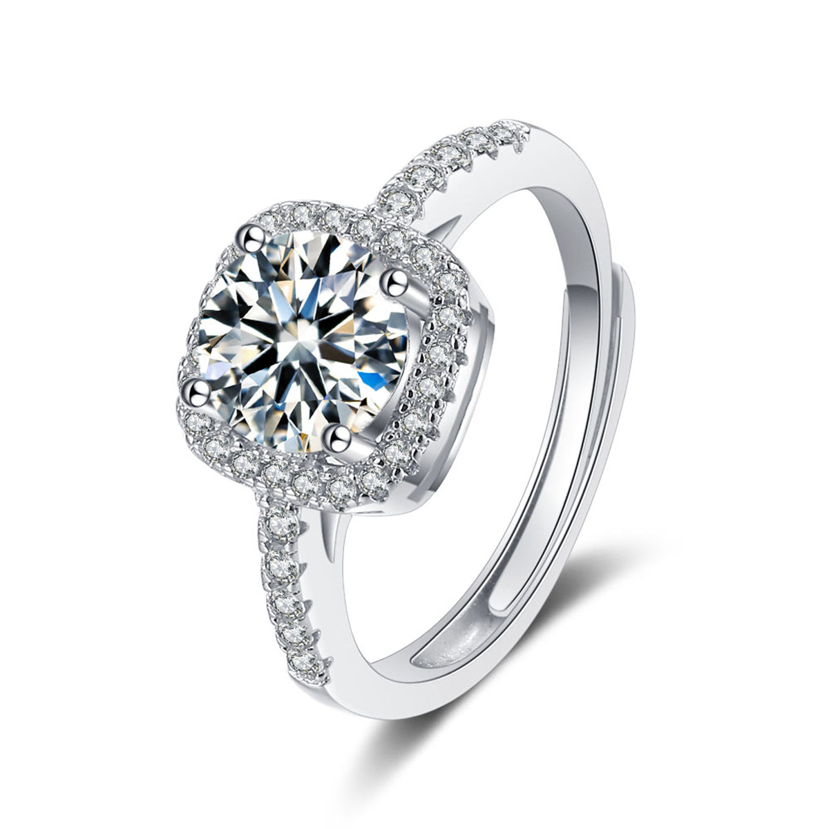 Crystal & Cubic Zirconia Silver-Plated Halo Square Ring