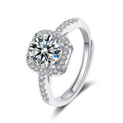 Crystal & Cubic Zirconia Silver-Plated Halo Square Ring