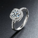 Crystal & Cubic Zirconia Silver-Plated Halo Square Ring