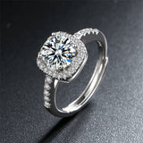 Crystal & Cubic Zirconia Silver-Plated Halo Square Ring