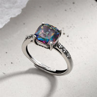 Multicolor Crystal & Enamel Silvertone Square Ring