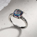 Multicolor Crystal & Enamel Silvertone Square Ring