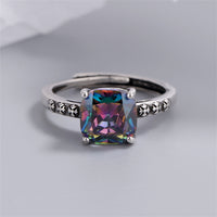 Multicolor Crystal & Enamel Silvertone Square Ring
