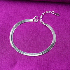 Silver-Plated Snake Chain Anklet