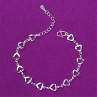 Fine Silver-Plated Open Heart Station Anklet