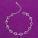Fine Silver-Plated Open Heart Station Anklet