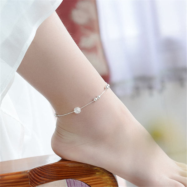 Silvertone Ball & Bead Anklet