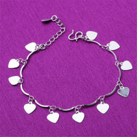 Fine Silver-Plated Heart Station Anklet