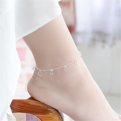 Silver-Plated Open Heart Station Anklet
