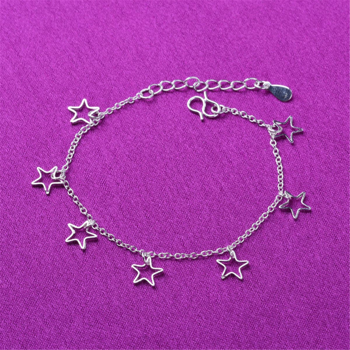 Silver-Plated Open Star Anklet